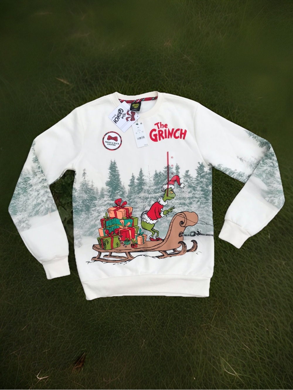 Mad Engine 2025 The Grinch Dr Seuss Christmas Sweatshirt XS NWT Ugly Sweater